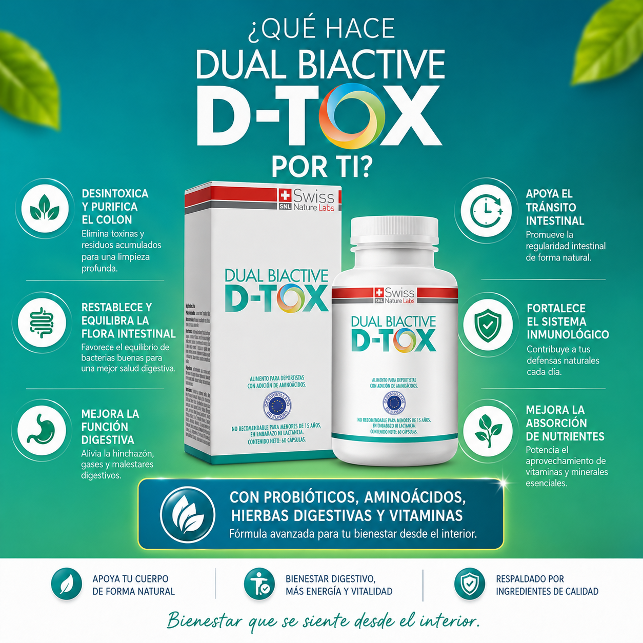 Dual Biactive D-Tox™ — Renueva tu sistema digestivo de manera natural