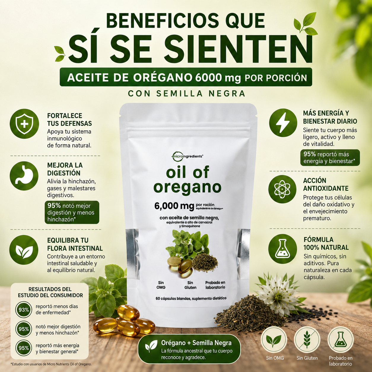 Aceite De Orégano 6000 Mg 60 capsulas