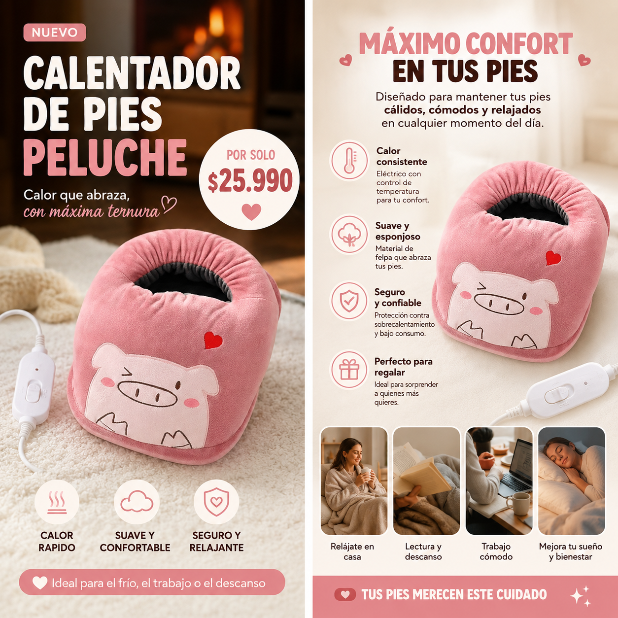 Calentador de Pies de Peluche