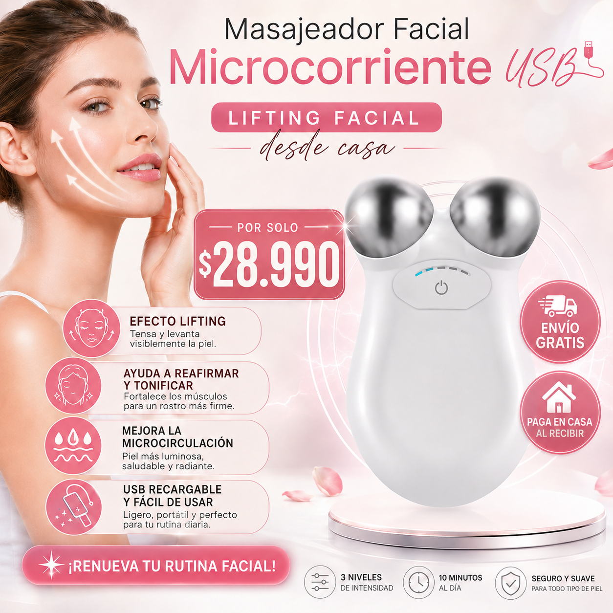 Masajeador Facial Microcorriente USB